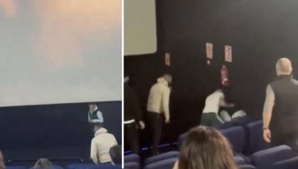 Video: La tremenda paliza que recibe un hombre por gritar y maltratar a su pareja en el cine 