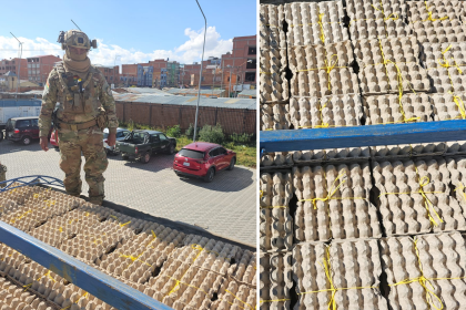Interceptan camión con 6.500 maples con huevo que eran trasladados de contrabando a Perú