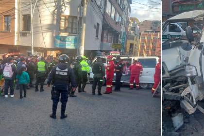 Al menos seis heridos por el violento impacto de un minibús contra una vivienda en La Paz