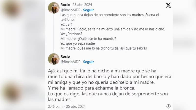 Compartió cómo su mamá generó un malentendido a raíz de un mensaje Compartió cómo su mamá generó un malentendido a raíz de un mensaje