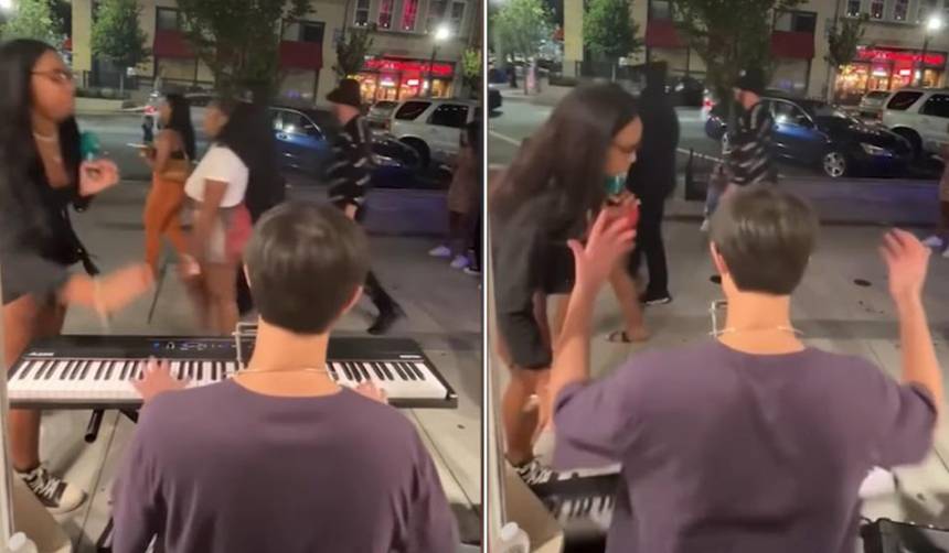 Chica es despedida de su trabajo tras arruinar actuación y el piano a joven que tocaba en la calle