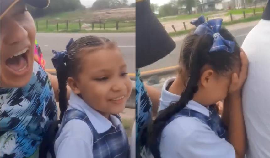 Video: ¡Por qué me levantaste!, el reclamo de una niña a su papá porque al llegar al colegio no había clases 