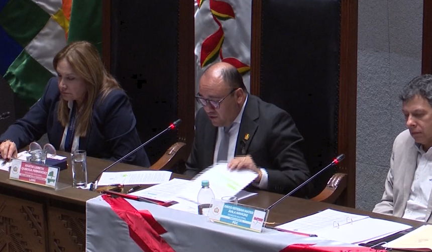 Presidente del TSE brinda informe ante el Senado sobre la declinación de NGP al balotaje en La Paz