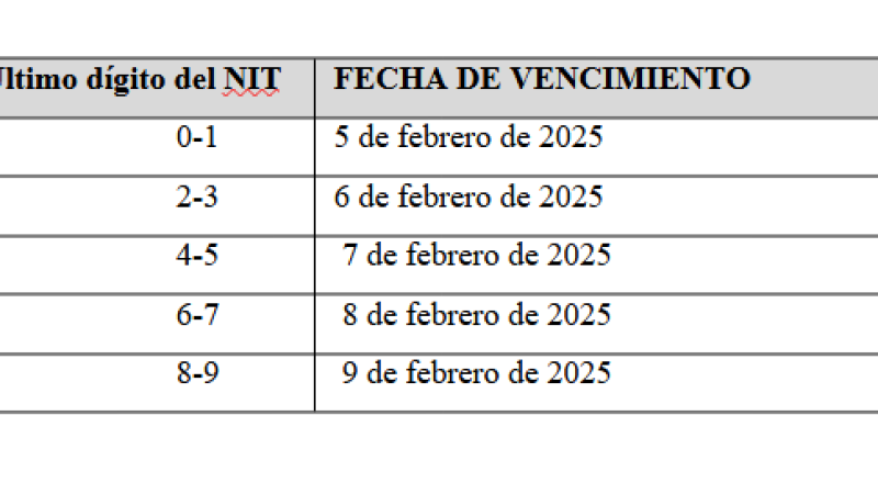 Cronograma para la declaración de 2024.