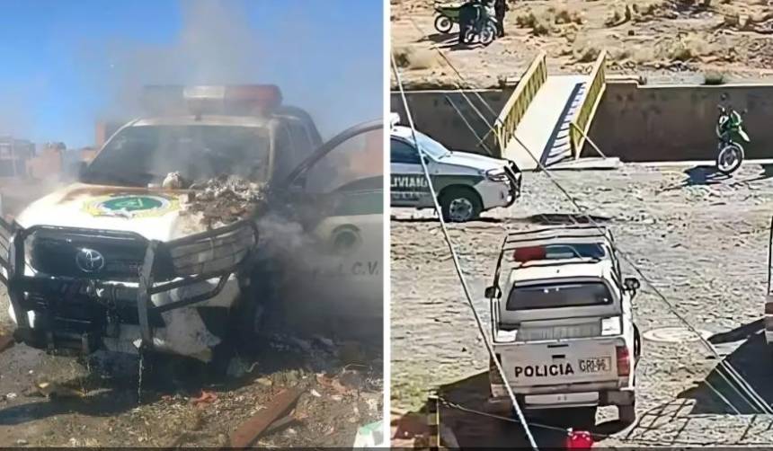 Dictan detención preventiva para acusado de quemar una patrulla en un punto de bloqueo de El Alto