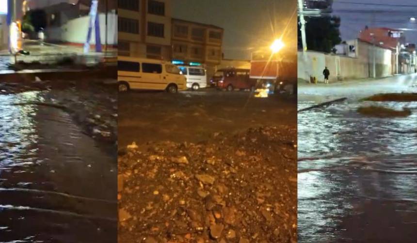 Intensa lluvia en La Paz y fuerte granizada en El Alto y Oruro dejan calles inundadas