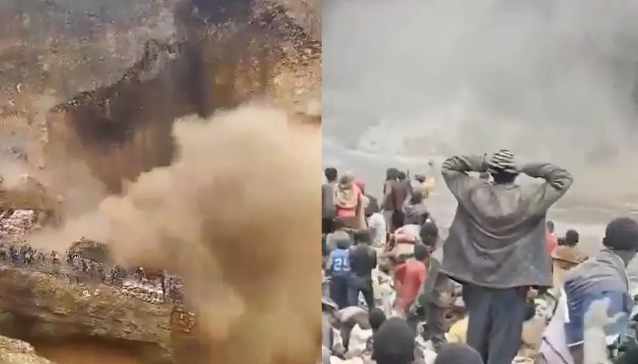Impactantes videos registraron el derrumbe de una mina que dejó más de 30 muertos en el Congo