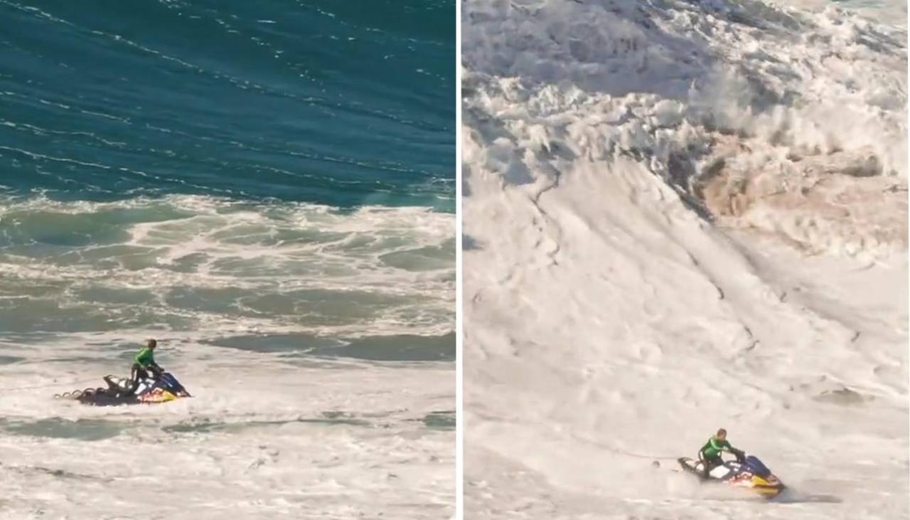 Video: Impresionante rescate de un surfista atrapado en olas gigantes del mar en Portugal