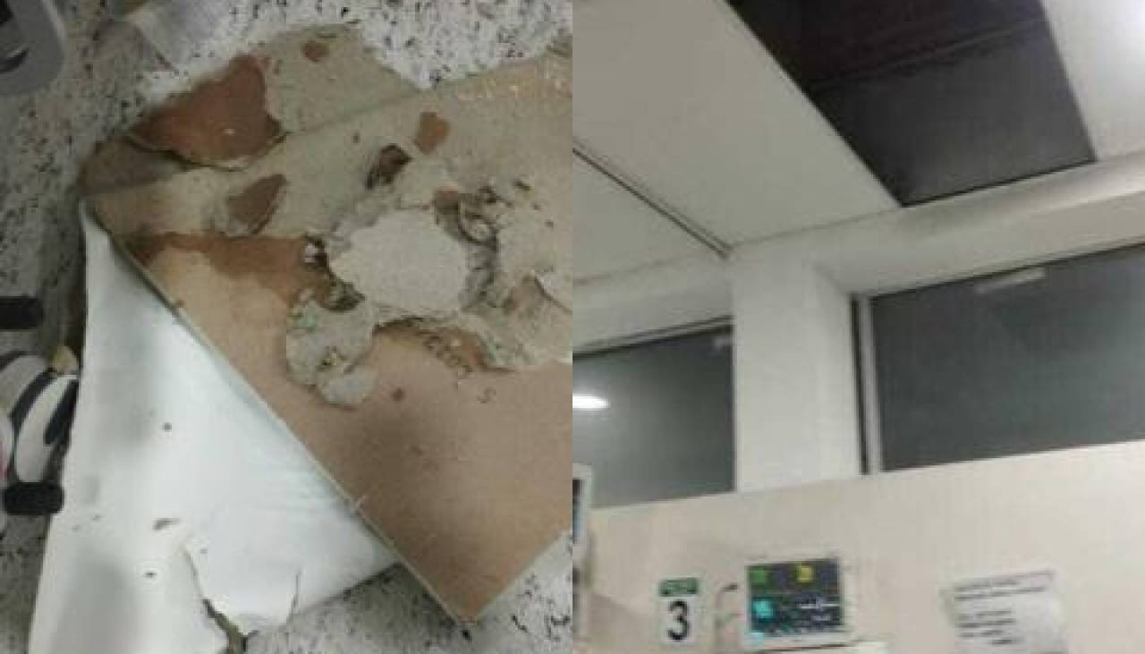 Cae parte del techo de una sala del hospital de la Pampa de la Isla sobre una paciente intubada