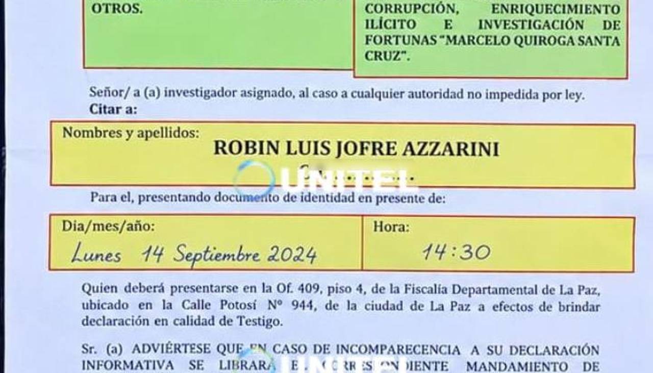Fiscalía cita como testigo a Robin Jofre por el caso de enriquecimiento ilícito contra Cerimedo