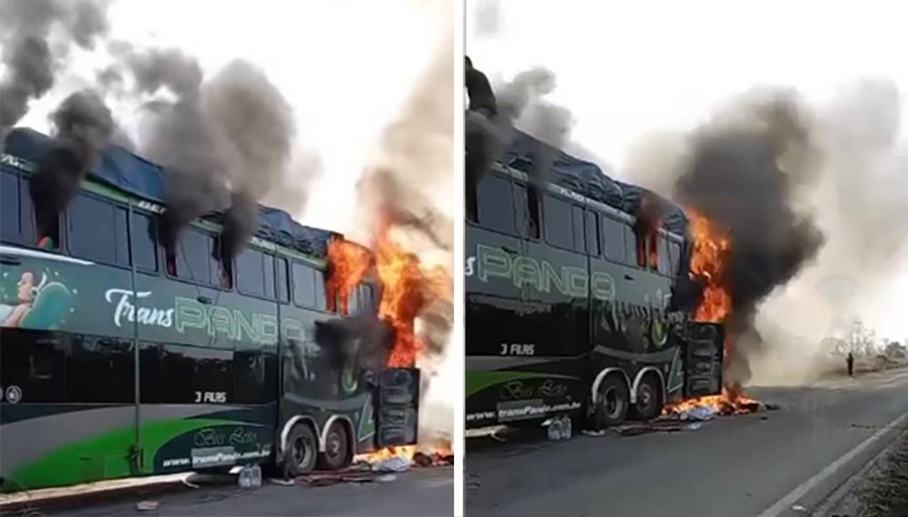 Video: Así huyeron los pasajeros del bus que ardió en plena carretera Santa Cruz-Trinidad 