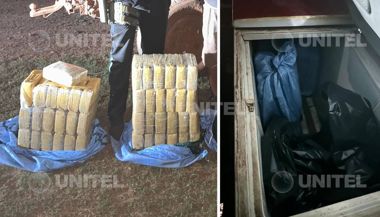 Hallan 91 paquetes de marihuana ocultos en una heladera que era transportada en una camioneta