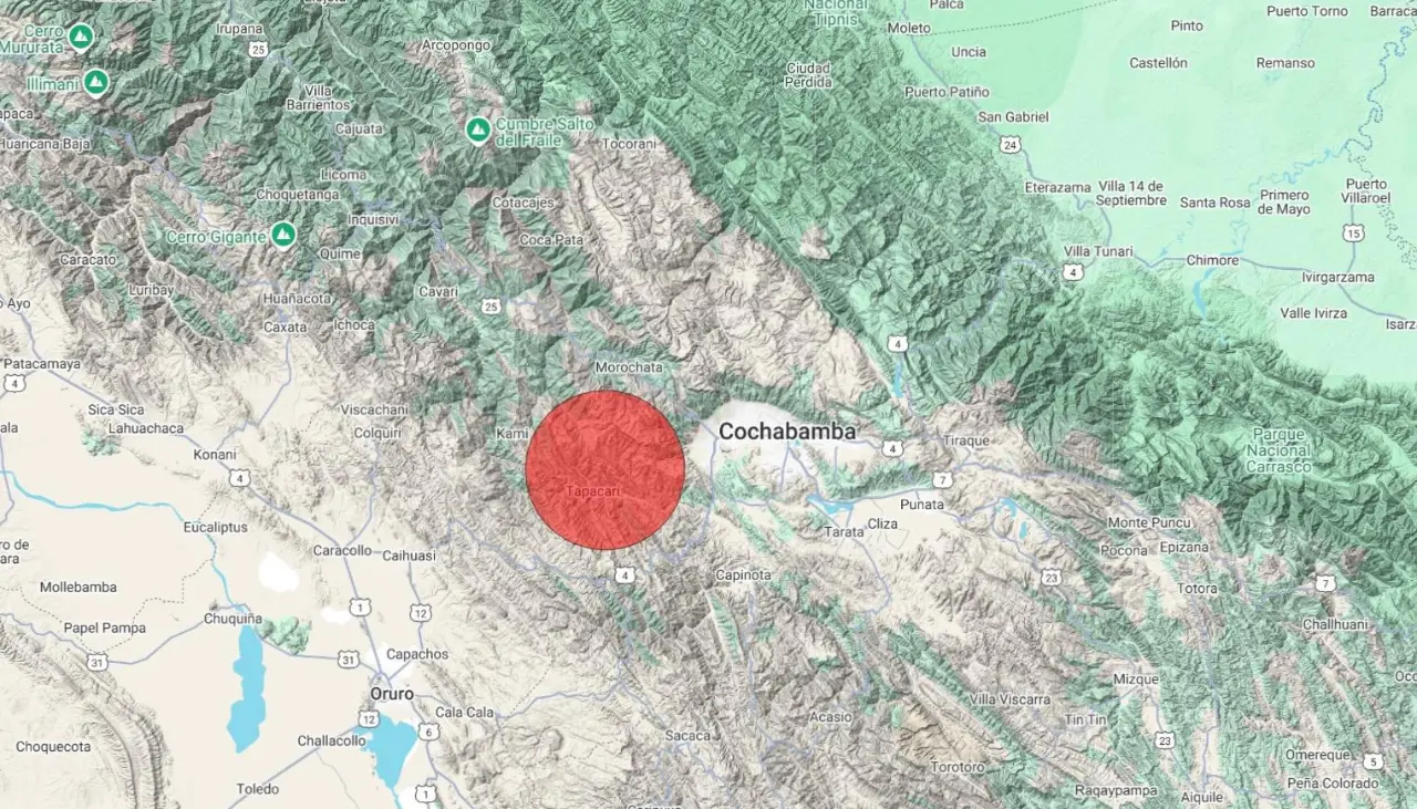 Cochabamba: Reportan sismo de magnitud 3.6 en Tapacarí