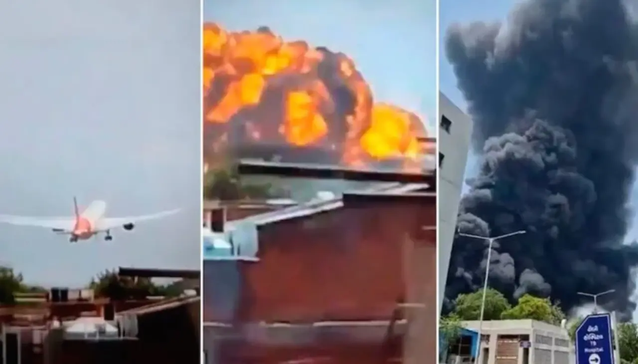 Videos: Así se estrelló el avión con 240 personas a bordo en una zona urbana de India