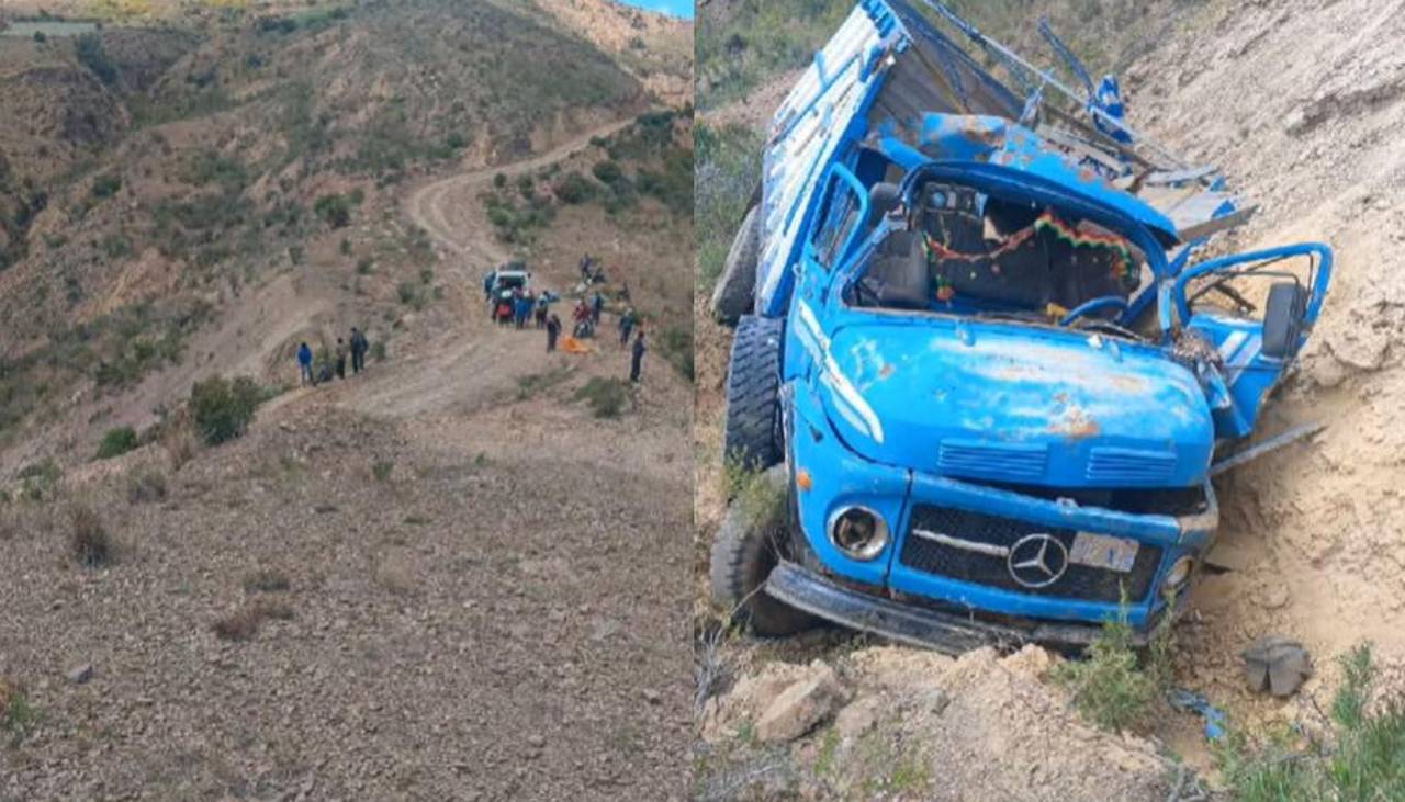 Un muerto y cuatro heridos deja la caída de un camión a un barranco en Potosí