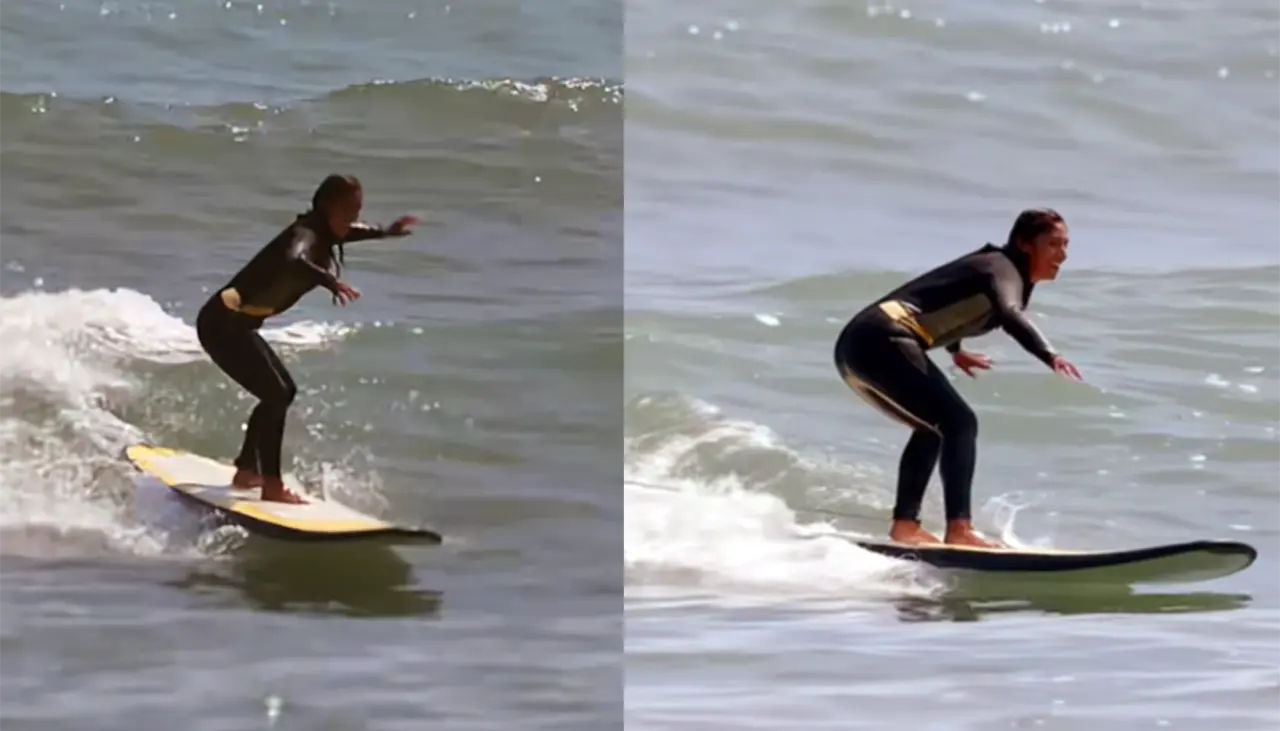 “Para no tener mar, lo has hecho genial”, Albertina aprende a surfear en Perú y causa furor 