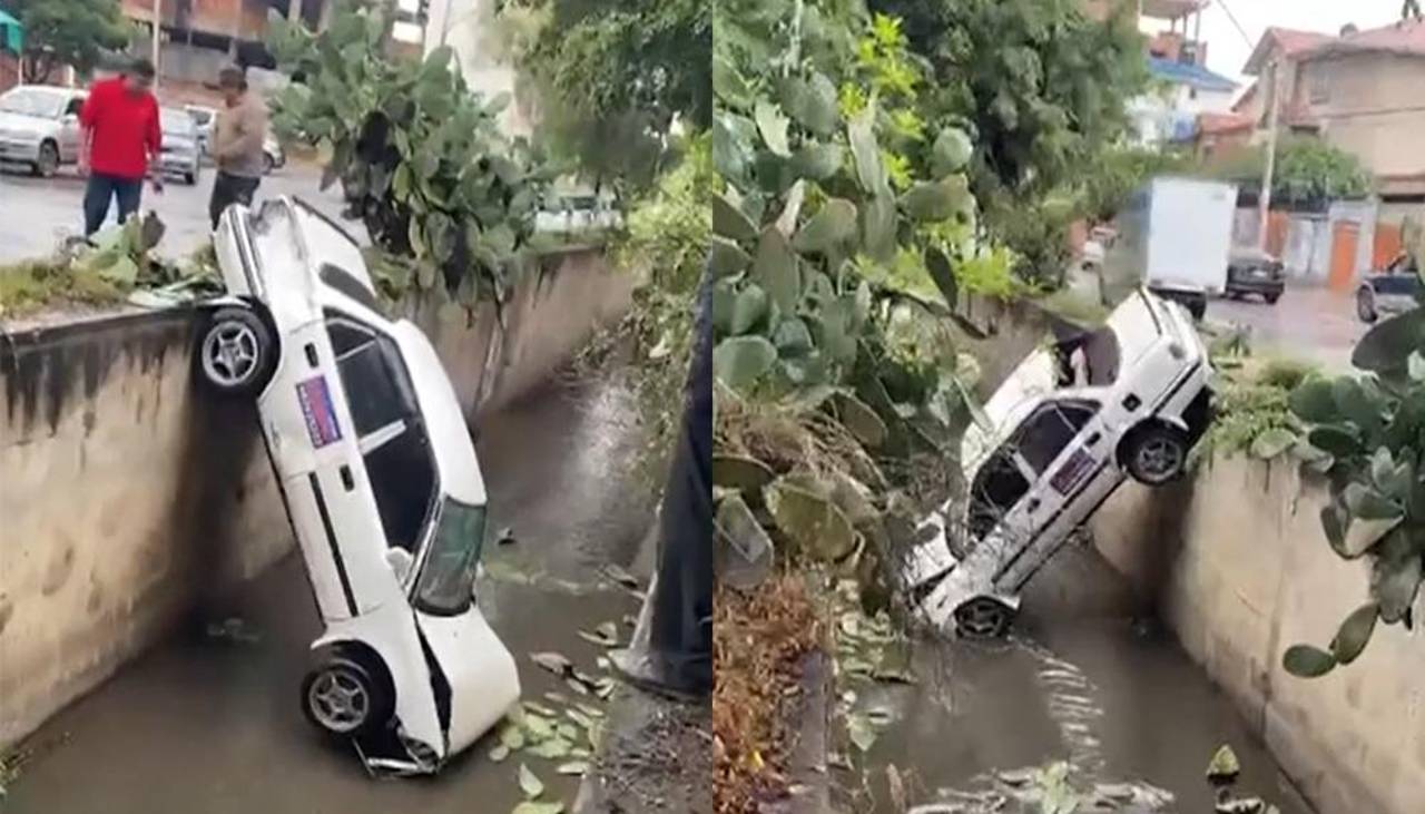 Vehículo cae a un canal de drenaje en Cochabamba y deja al conductor herido