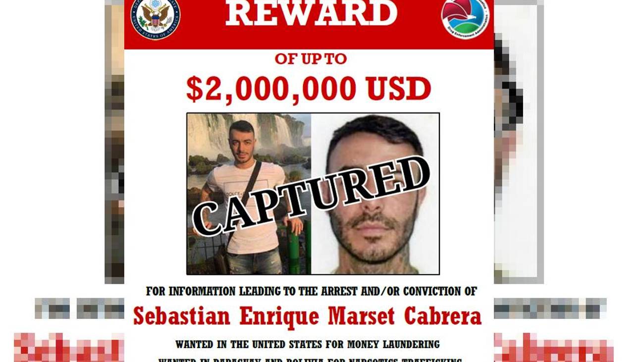 “El reinado de terror y caos de Sebastián Marset ha terminado”, destaca el Departamento de Estado de EEUU