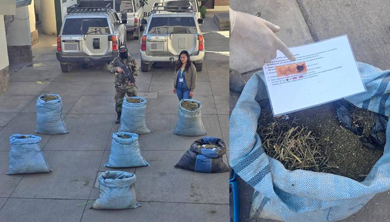 Hallan marihuana en siete bolsas de yute abandonadas en Cochabamba