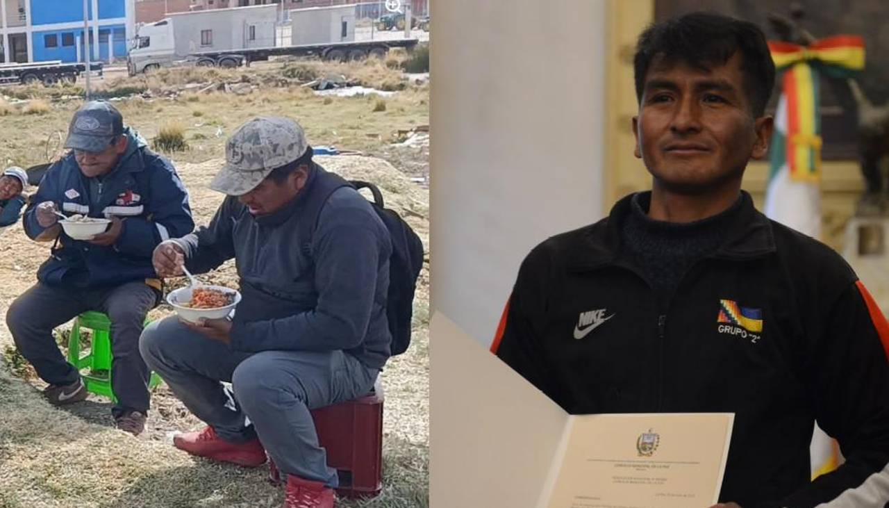 Entregan reconocimiento a comunario que brindó alimentación a choferes parados durante los bloqueos 