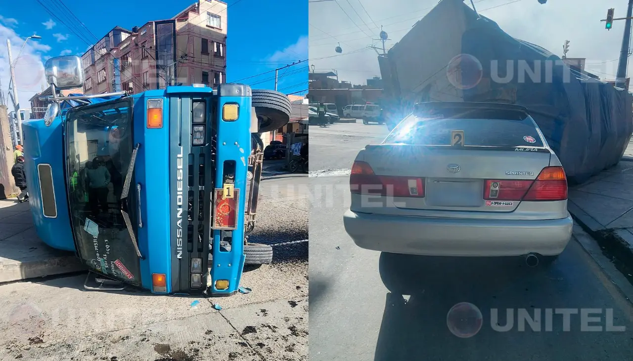 Camión vuelca y aplasta otro vehículo por intentar esquivar un bache; choferes señalan que la vía “es un peligro”