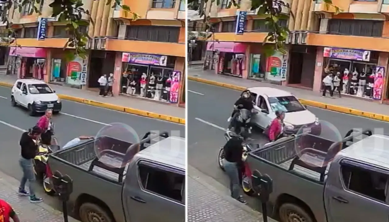 Video: Una adulta mayor que observaba un accidente terminó atropellada por una moto que chocó contra otro vehículo