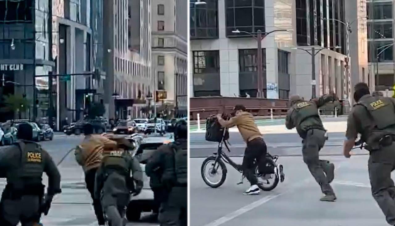 No lo atraparon: Un repartidor en bicicleta dejó atrás a más de diez agentes de inmigración y se volvió viral 