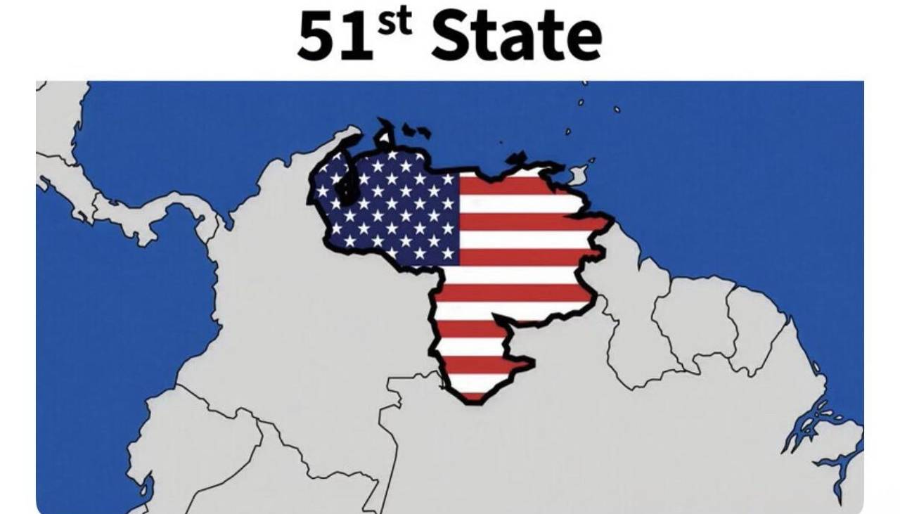 Trump comparte en su red social un mapa de Venezuela como estado 51 de EEUU