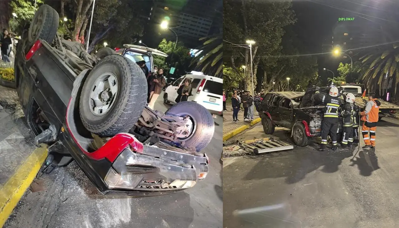 Accidente deja dos heridos tras vuelco de campana en choque vehicular