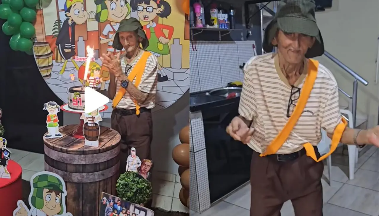 El fan más tierno: abuelito celebra sus 91 años con la temática de ´El Chavo del 8’