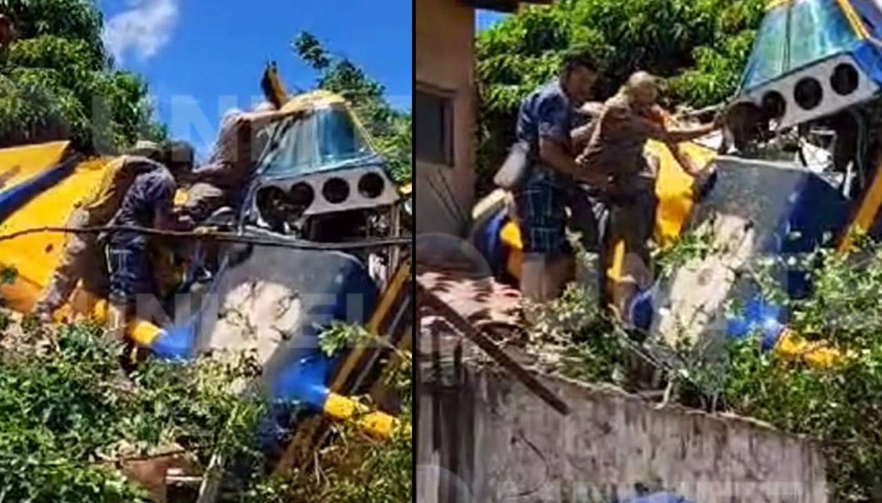 Video: Momento exacto en el que rescatan al piloto de la avioneta que cayó sobre una casa en Santa Cruz