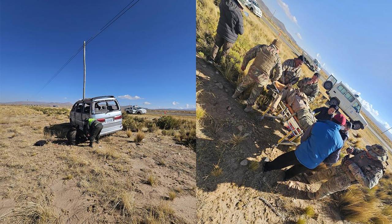 Un fallecido y cuatro heridos tras el vuelco de un vehículo en la ruta La Paz – Oruro