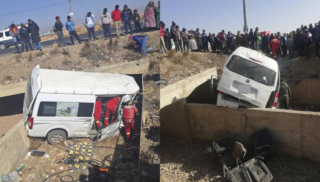 Al menos seis fallecidos y siete heridos luego que un minibús se encunetara en la ruta La Paz – Oruro