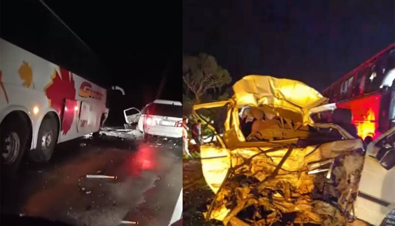 Bus impacta de frente contra un trufi en la carretera a Camiri y deja a varios heridos