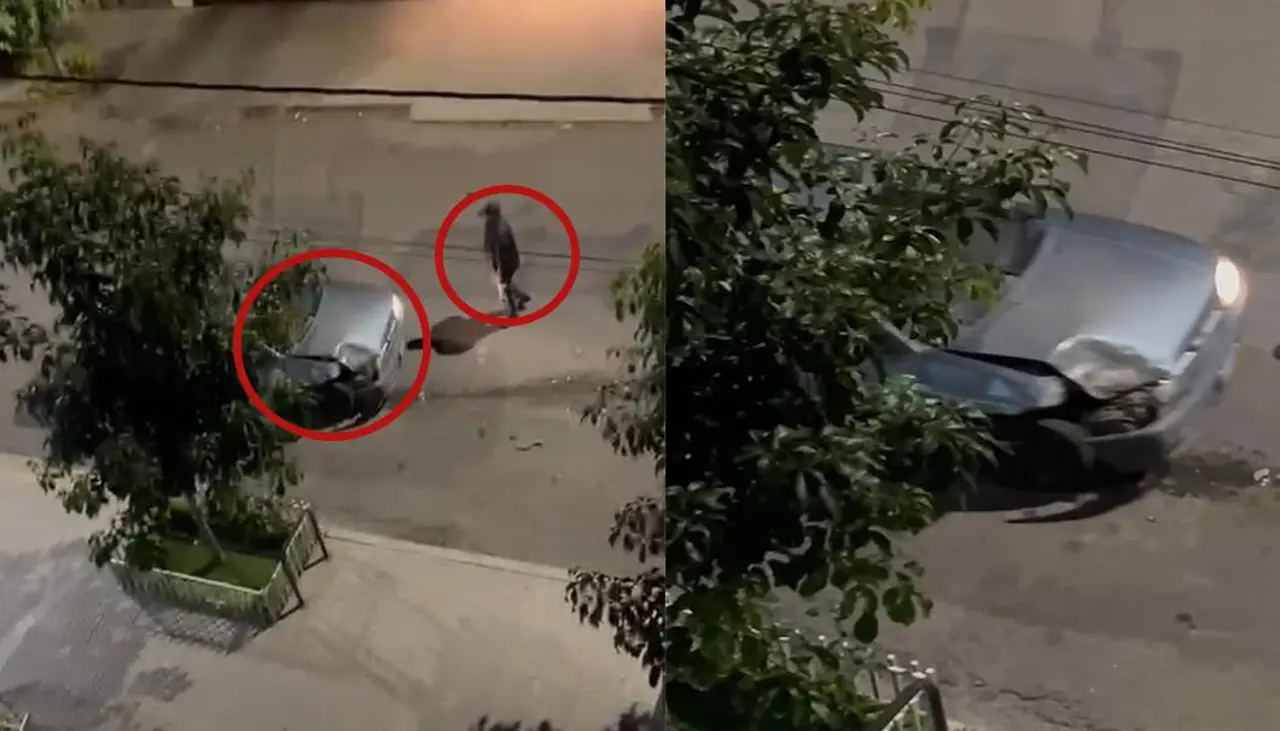 Video: Conductor huye tras atropellar y arrastrar a un guardia que intentó detenerlo por chocar un auto estacionado