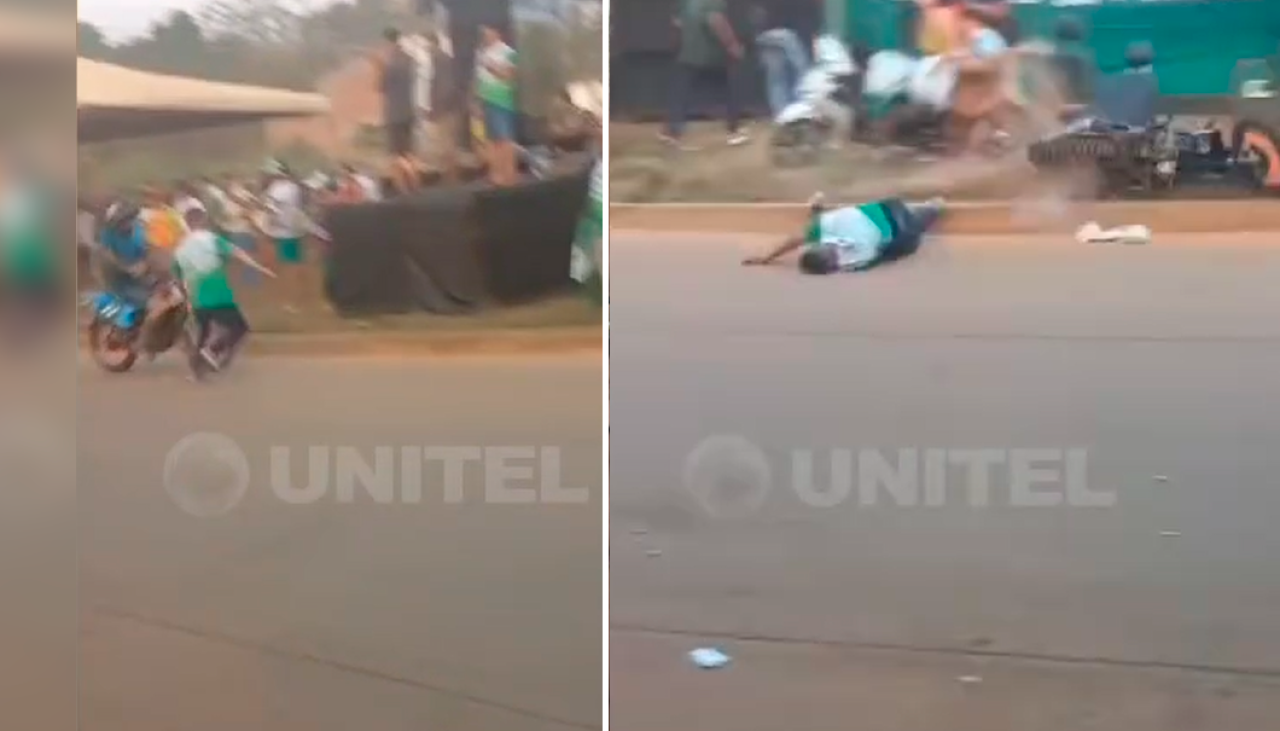 Video: Transeúnte es atropellado en plena carrera de motos en Pando 