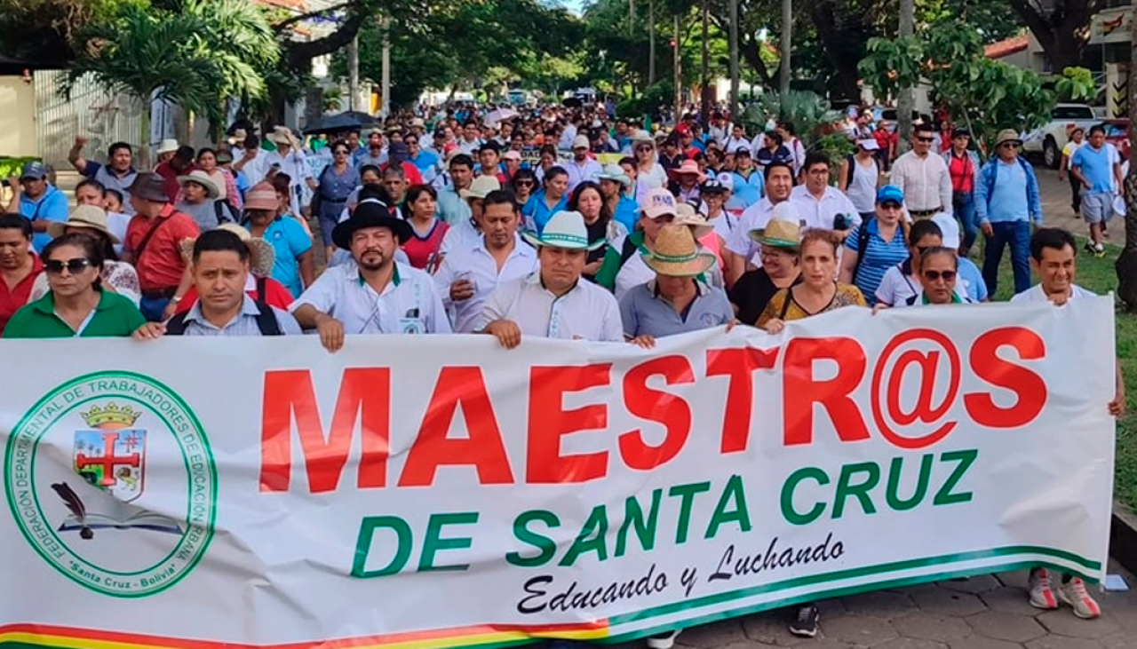 Santa Cruz: Magisterio urbano anuncia que no habrá clases este viernes por la mañana porque saldrán en marcha