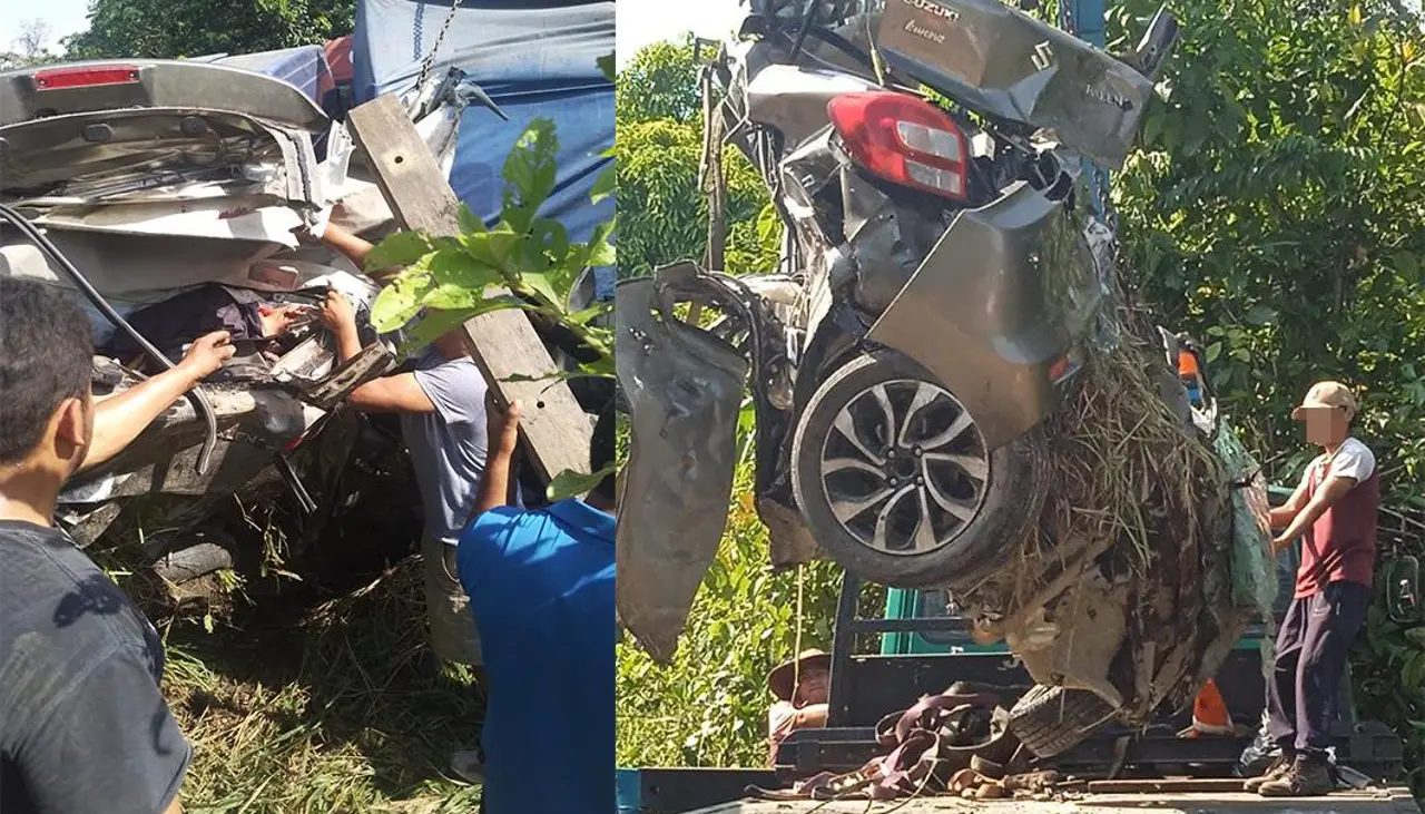 Dos muertos y dos heridos luego que un camión arrastrara y aplastara a un vehículo tras chocar con otro motorizado