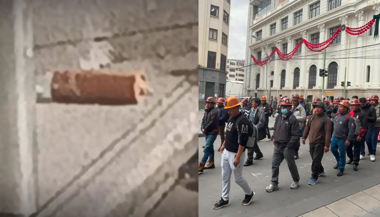 En medio de la marcha de la COB, un artefacto explosivo fue lanzado a la ALP pero no estalló