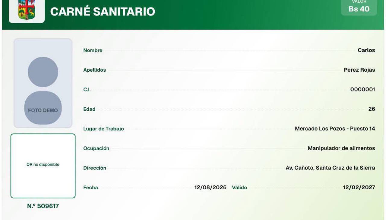Digitalización en la Gobernación cruceña reduce de doce a cuatro los pasos para obtener el carnet sanitario 