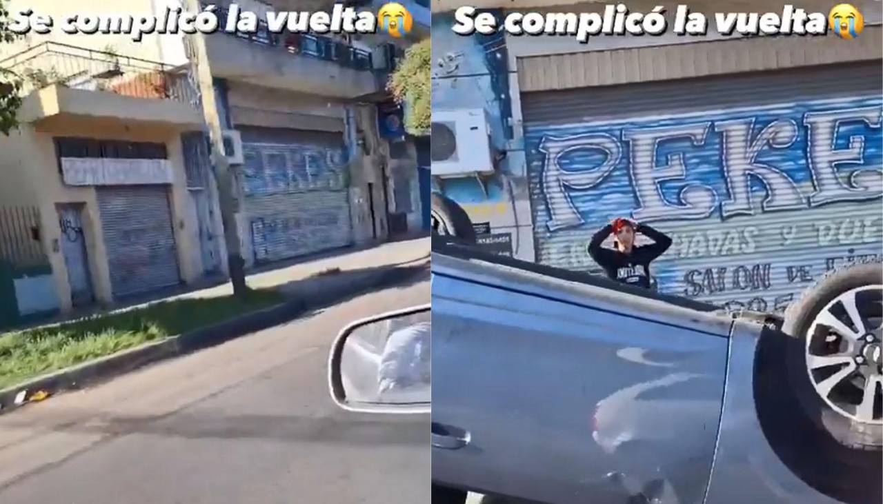 Video: La actitud de un hombre que volcó su auto tras salir de una fiesta dejó atónito a testigo del hecho