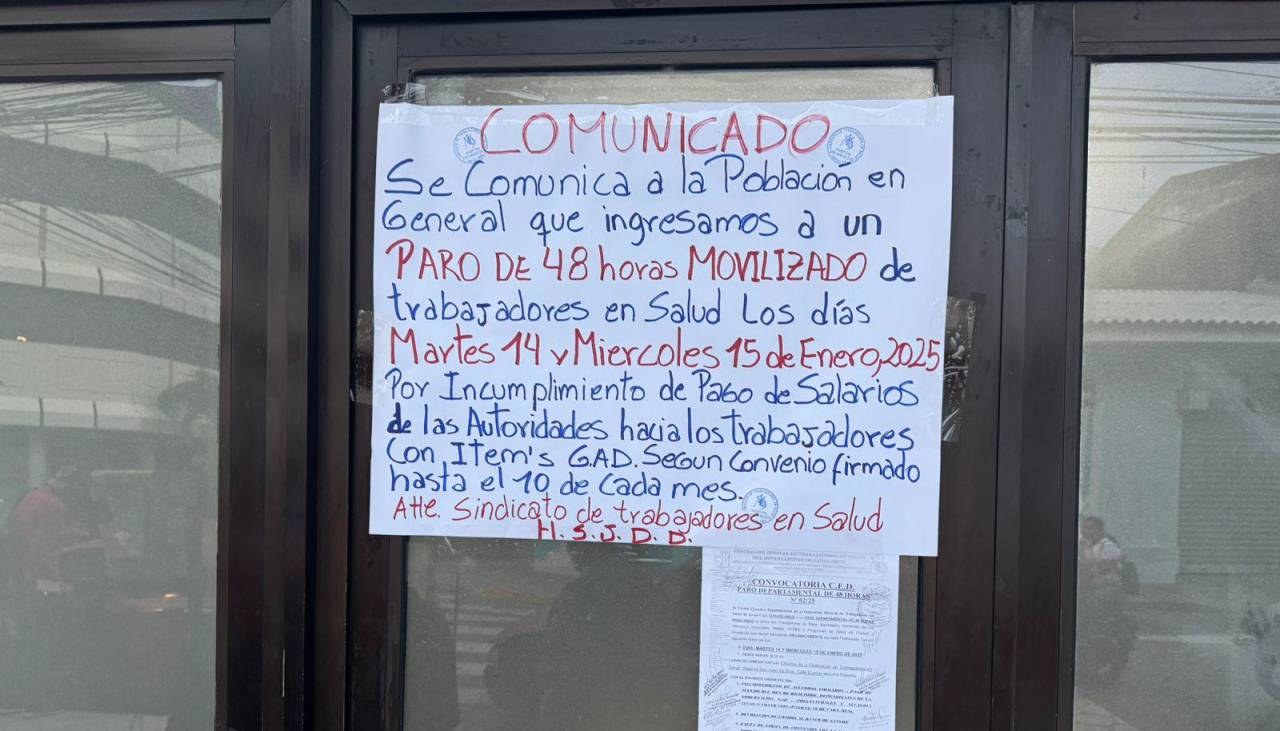 La suspensión de atención de salud se extiende hasta el miércoles en Santa Cruz, esta vez por paro de trabajadores