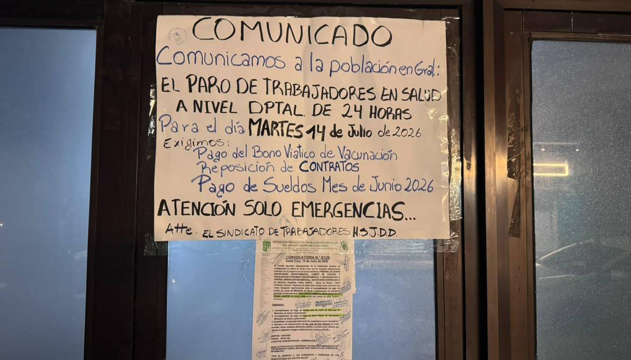 El paro de salud se mantiene en Santa Cruz, mientras que la atención en Cochabamba se normaliza