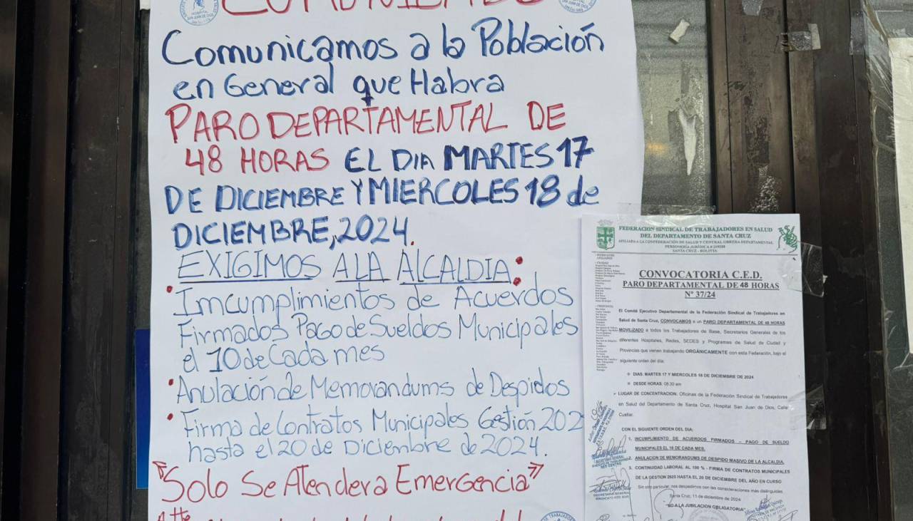 Alcaldía cruceña reconoce que hay retraso en el pago de sueldo de noviembre y anuncia que se estima cancelar la próxima semana