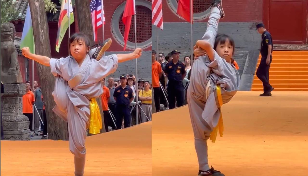Video: La impactante destreza y flexibilidad de una niña en los juegos Shaolin en China 