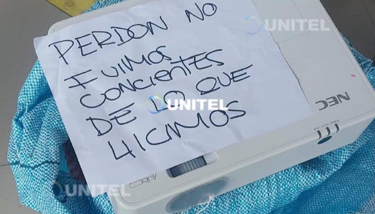 “Perdón, no fuimos conscientes de lo que hicimos”: Devuelven los equipos robados en el Gastroenterológico de La Paz