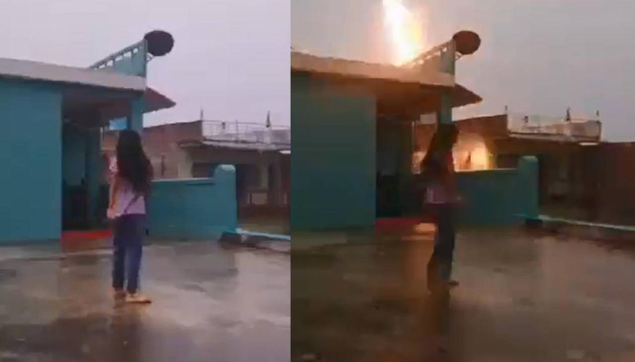 Video: El impresionante momento cuando una niña escapa del impacto de un rayo 