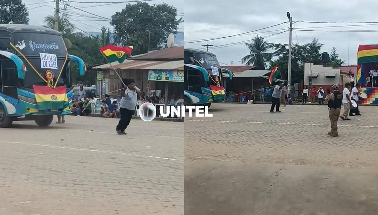 Video: En protesta por los problemas de combustible, Chofer desfila simulando que jala su bus 