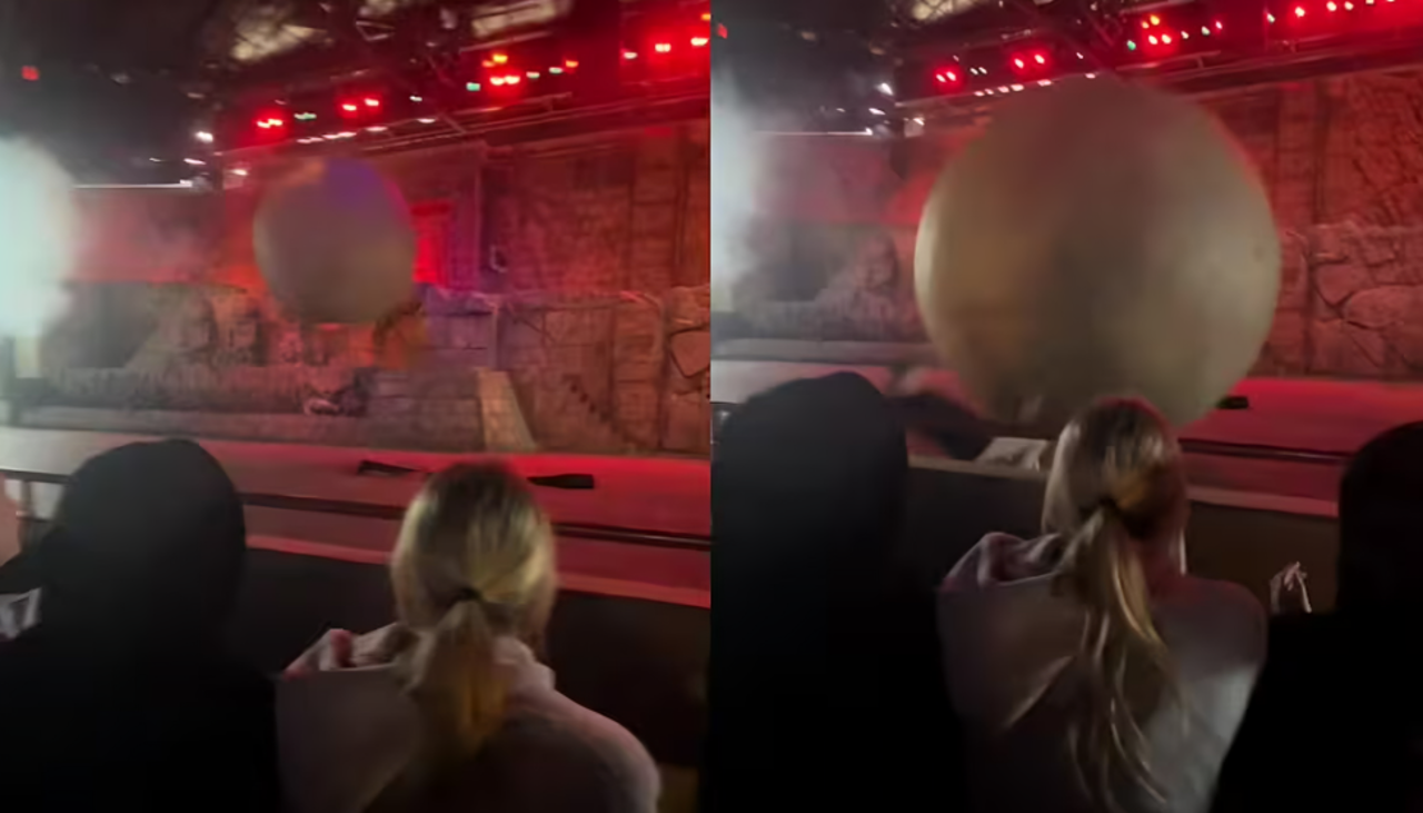 Video: Trabajador de Disney frena roca de goma de 180 kilos en parque temático en EEUU