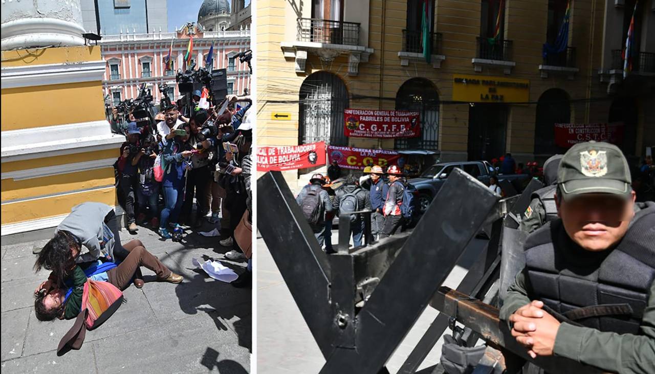 Pese a petardos y golpes, Policía dice que marcha de la COB fue “pacífica” y justifica resguardo a vigilia